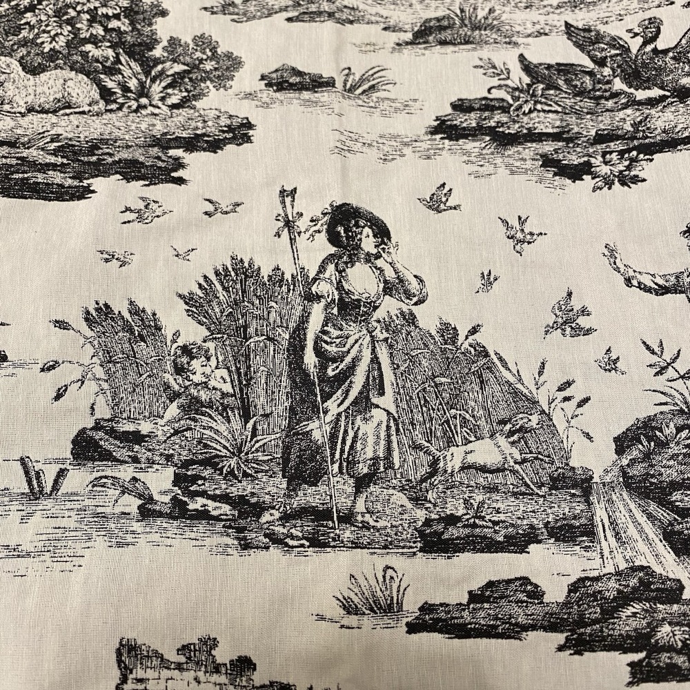 Vintage Fabric Waverly Rustic Life Toile County Scen French 2 Yd x57" Upholstery - Picture 4 of 13